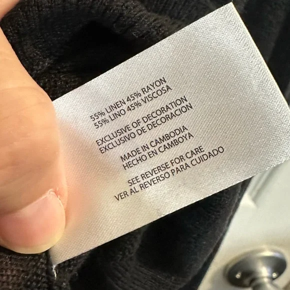 GAP Black Linen Blend Cardigan Sweater XXL - Picture 4 of 5